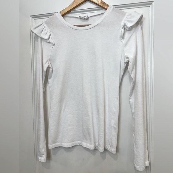 Frame denim long sleeve t shirt ruffle sleeves - Picture 2 of 5